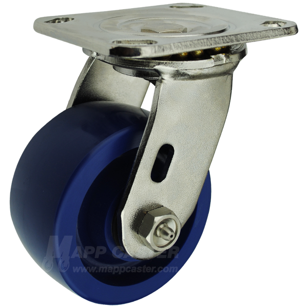 4" x 2" Solid Polyurethane Wheel Stainless Steel Swivel Caster - 750 Lbs Capacity
