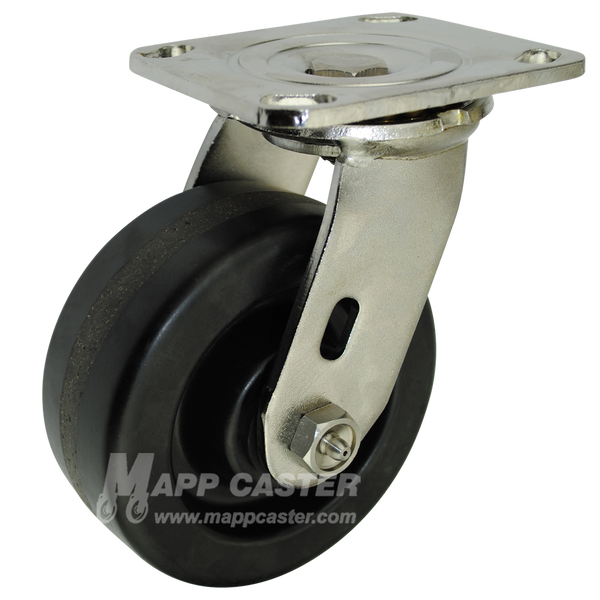 5" x 2" Phenolic Wheel Stainless Steel Swivel Caster - 1,000 Lbs Capacity
