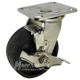 5" x 2" Hi-Temp Heateater Wheel Stainless Steel Swivel Brake Caster - 1,000 Lbs Capacity