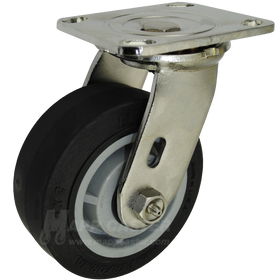 5" x 2" Thermoplastic Rubber Wheel Stainless Steel Swivel Caster - 500 Lbs Capacity
