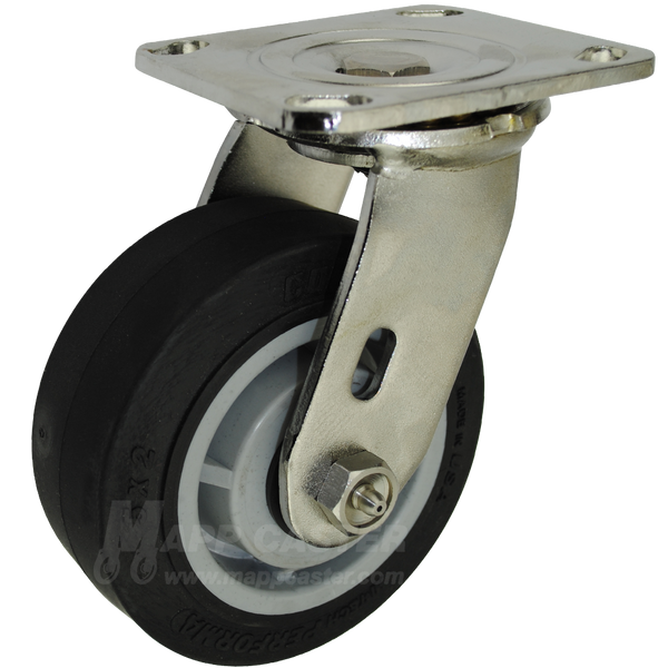 5" x 2" Thermoplastic Rubber Wheel Stainless Steel Swivel Caster - 500 Lbs Capacity