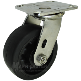 5" x 2" Rubber on Nylon Wheel Stainless Steel Swivel Caster - 450 Lbs Capacity