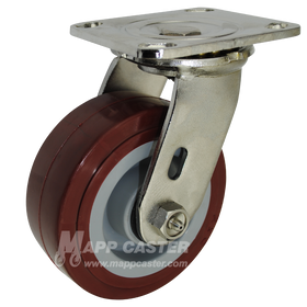 5" x 2" Polyurethane Wheel Stainless Steel Swivel Caster - 750 Lbs Capacity