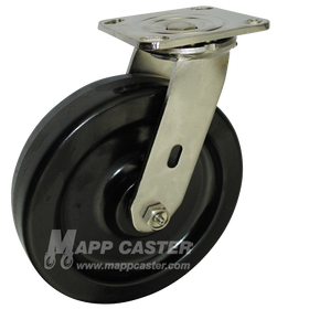 8" x 2" Phenolic Wheel Stainless Steel Swivel Caster - 1,250 Lbs Capacity