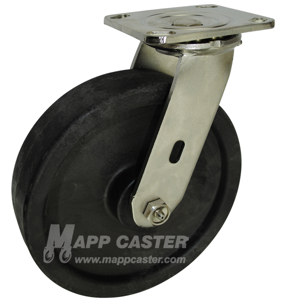 8" x 2" Hi-Temp Heateater Wheel Stainless Steel Swivel Caster - 1,250 Lbs Capacity