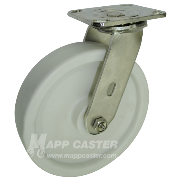 8" x 2" Retort Wheel Stainless Steel Swivel Caster - 900 Lbs Capacity