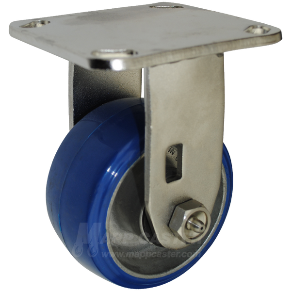 4" x 2" Polyurethane on Aluminum Wheel Stainless Steel Rigid Caster - 750 Lbs Capacity