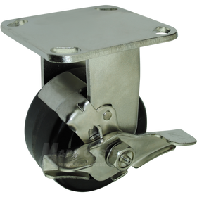 4" x 2" Phenolic Wheel Stainless Steel Rigid Caster with Brake - 800 Lbs Capacity