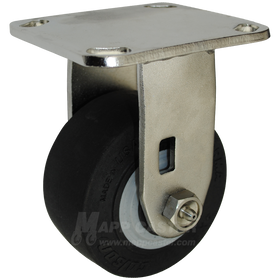 4" x 2" Thermoplastic Rubber (TPR) Wheel Stainless Steel Rigid Caster - 400 Lbs Capacity