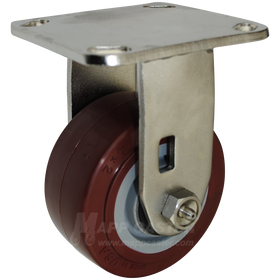 4" x 2" Polyurethane Wheel Stainless Steel Rigid Caster - 600 Lbs Capacity