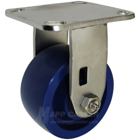 4" x 2" Solid Polyurethane Wheel Stainless Steel Rigid Caster - 750 Lbs Capacity
