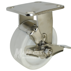 5" x 2" Retort Wheel Stainless Steel Rigid Brake Caster - 650 Lbs Capacity