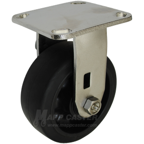 5" x 2" Rubber on Nylon Wheel Rigid Stainless Steel Caster - 450 Lbs Capacity