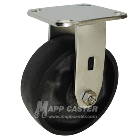 6" x 2" Hi-Temp Glass Filled Nylon Wheel Stainless Steel Rigid Caster - 1,200 Lbs Capacity