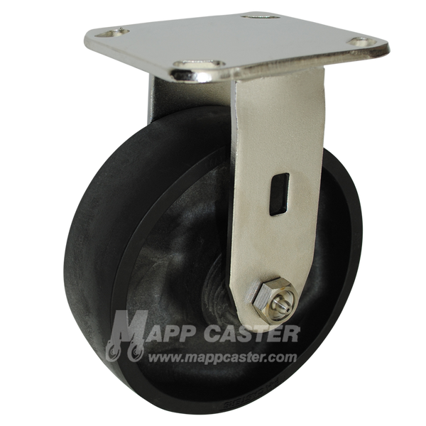 6" x 2" Hi-Temp Glass Filled Nylon Wheel Stainless Steel Rigid Caster - 1,200 Lbs Capacity