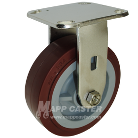 6" x 2" Polyurethane Wheel Stainless Steel Rigid Caster - 900 Lbs Capacity