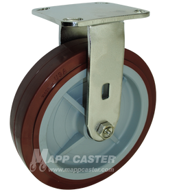 8" x 2" Polyurethane Wheel Stainless Steel Rigid Caster - 1,000 Lbs Capacity