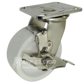 5" x 2" Retort Wheel Stainless Steel Swivel Brake Caster - 650 Lbs Capacity