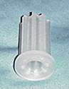 A white plastic socket designed to fit into tubing for a 7/16" grip ring stem