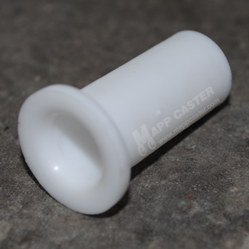 A white plastic socket designed as an insert for Rubbermaid mop bucking casters.