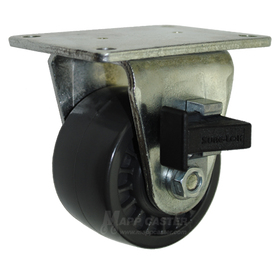 3" x 1-13/16" Urethane Wheel Rigid Caster with a Sure-Lok Brake - 1000 Lbs Capacity