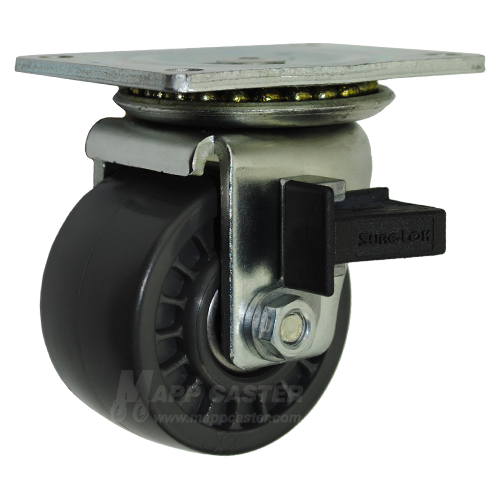 3" x 1-13/16" Urethane Wheel Swivel Caster with Sure-Lok Brake - 1000 Lbs Capacity