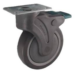 5" x 1-1/4" TRP Wheel in Glass Filled Nylon Swivel Rig Caster with Directional Lock Brake - 300 Lbs Capacity