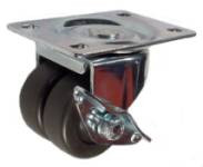 8505726M - 2" Grey Hard Rubber Twin Wheel Swivel Caster with Brake 