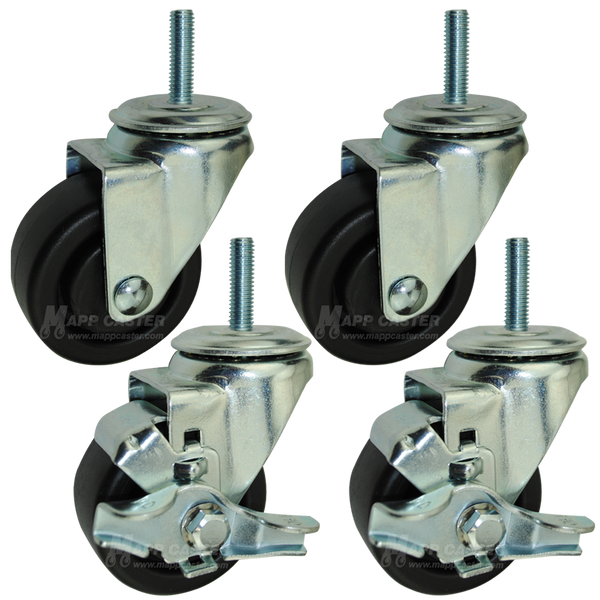 3" Husky Workbench Casters (2 Brakes) - 300 Lbs Capacity (Each Caster)