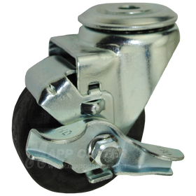 3" x 1-1/4" High Temp Nylon Wheel Hollow Kingpin Brake Caster - 350 Lbs Capacity