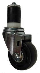 3" x 1-1/4" Hard Rubber with Swivel Caster - Select Expanding Stem Size - 300 Lbs Capacity