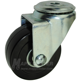 3" x 1-1/4" Soft Rubber Ball Bearing Wheel Hollow Kingpin Caster - 175 Lbs Capacity