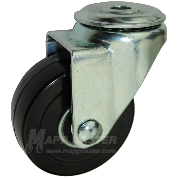 3" x 1-1/4" Hard Rubber Ball Bearing Wheel Hollowkingpin Caster - 300 Lbs Capacity