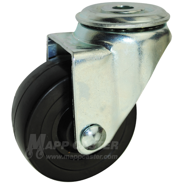 3" x 1-1/4" Hard Rubber Wheel Hollow Kingpin Caster - 300 Lbs Capacity