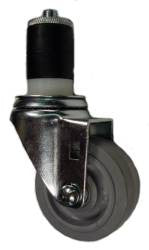 3" x 1-1/4" Thermoplastic Rubber Wheel Swivel Caster - Select Expanding Stem Size - 300 Lbs Capacity