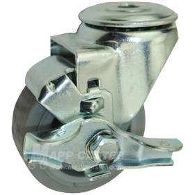 3" x 1-1/4" Thermoplastic Rubber Wheel Hollow Kingpin Brake Caster - 300 Lbs Capacity