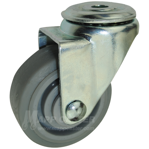 3" x 1-1/4" Thermoplastic Rubber Wheel Hollow Kingpin Caster - 300 Lbs Capacity
