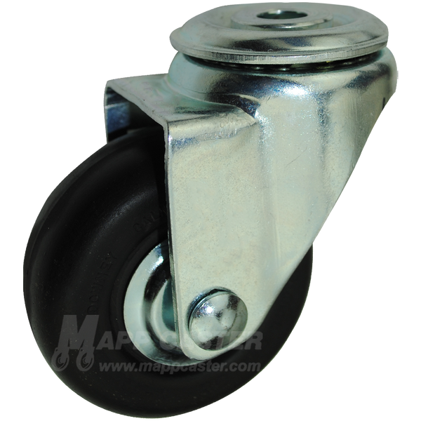 3" x 1-1/4" Neoprene Wheel Hollow Kingpin Caster - 200 Lbs Capacity