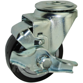 3" x 1-1/4" Polyurethane Wheel Hollow Kingpin Swivel Brake Caster - 300 Lbs Capacity