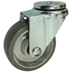 3-1/2" x 1-1/4" Thermoplastic Rubber on Aluminum Wheel Hollow Kingpin Swivel Caster - 225 Lbs Capacity