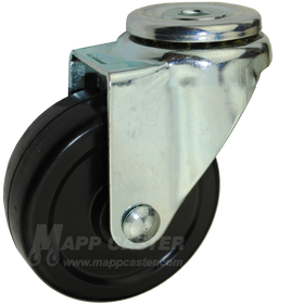 3-1/2" x 1-1/4" Soft Rubber Wheel Hollow Kingpin Swivel Caster - 200 Lbs Capacity