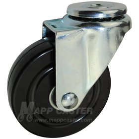 4" x 1-1/4" Hard Rubber Ball Bearing Wheel Hollowkingpin Caster - 300 Lbs Capacity