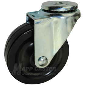 4" x 1-1/4" Soft Rubber Wheel Hollowkingpin Caster - 220 Lbs Capacity