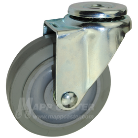 4" x 1-1/4" Thermoplastic Rubber Wheel Hollow Kingpin Caster - 320 lbs Capacity