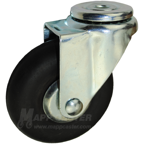 4" x 1-1/4" Neoprene Wheel Hollow Kingpin Caster - 200 Lbs Capacity