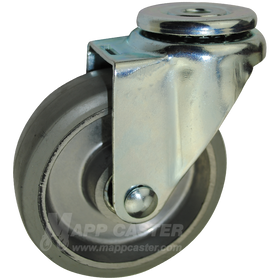 4" x 1-1/4" Rubber on Aluminum Wheel Hollow Kingpin Caster - 250 Lbs Capacity