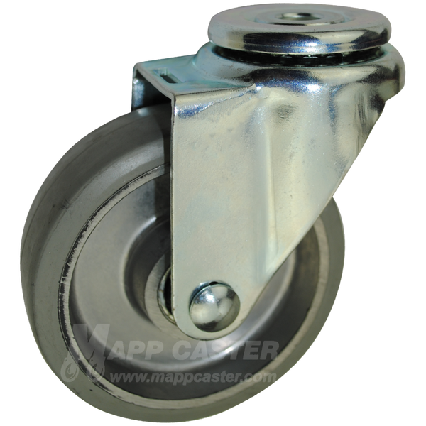 4" x 1-1/4" Rubber on Aluminum Wheel Hollow Kingpin Caster - 250 Lbs Capacity