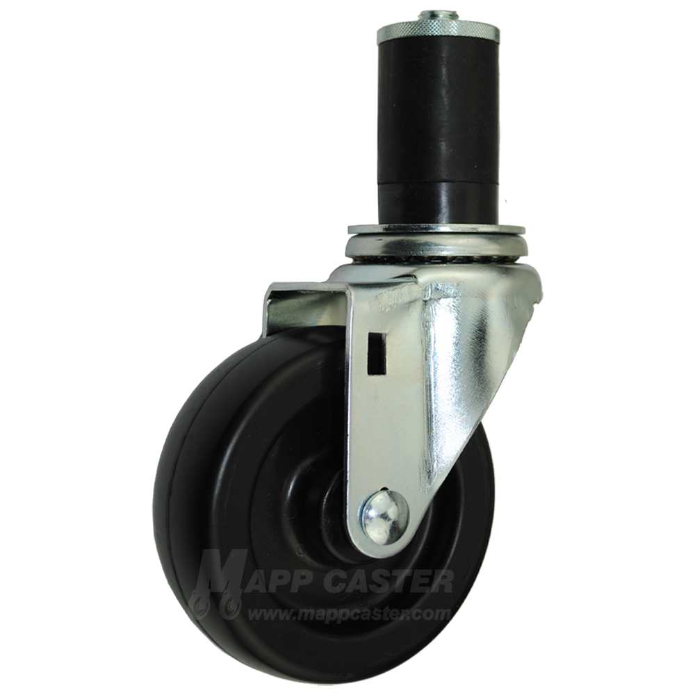 4 Inch Prep Table Caster Wheels Set Of 4 - Heavy Duty 300 Lb Capacity Each, Expanding Stem For 1.5" & 1.625" Tubes