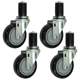 4" Food Prep Table Casters, NSF Certified, Premium Floor Safe Wheels - Set of 4