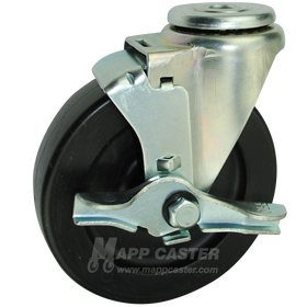 5" x 1-1/4" Heavy Duty Plastic Hollow Kingpin Swivel Brake Caster - 350 Lbs. Capacity